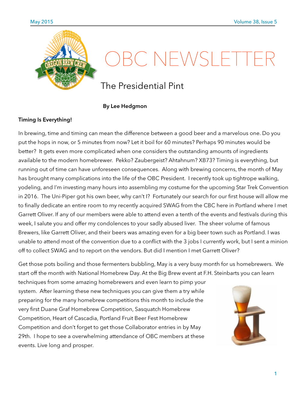 April 2015 Newsletter