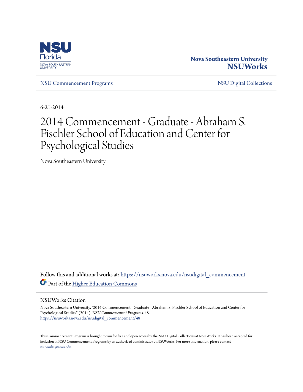 2014 Commencement - Graduate - Abraham S