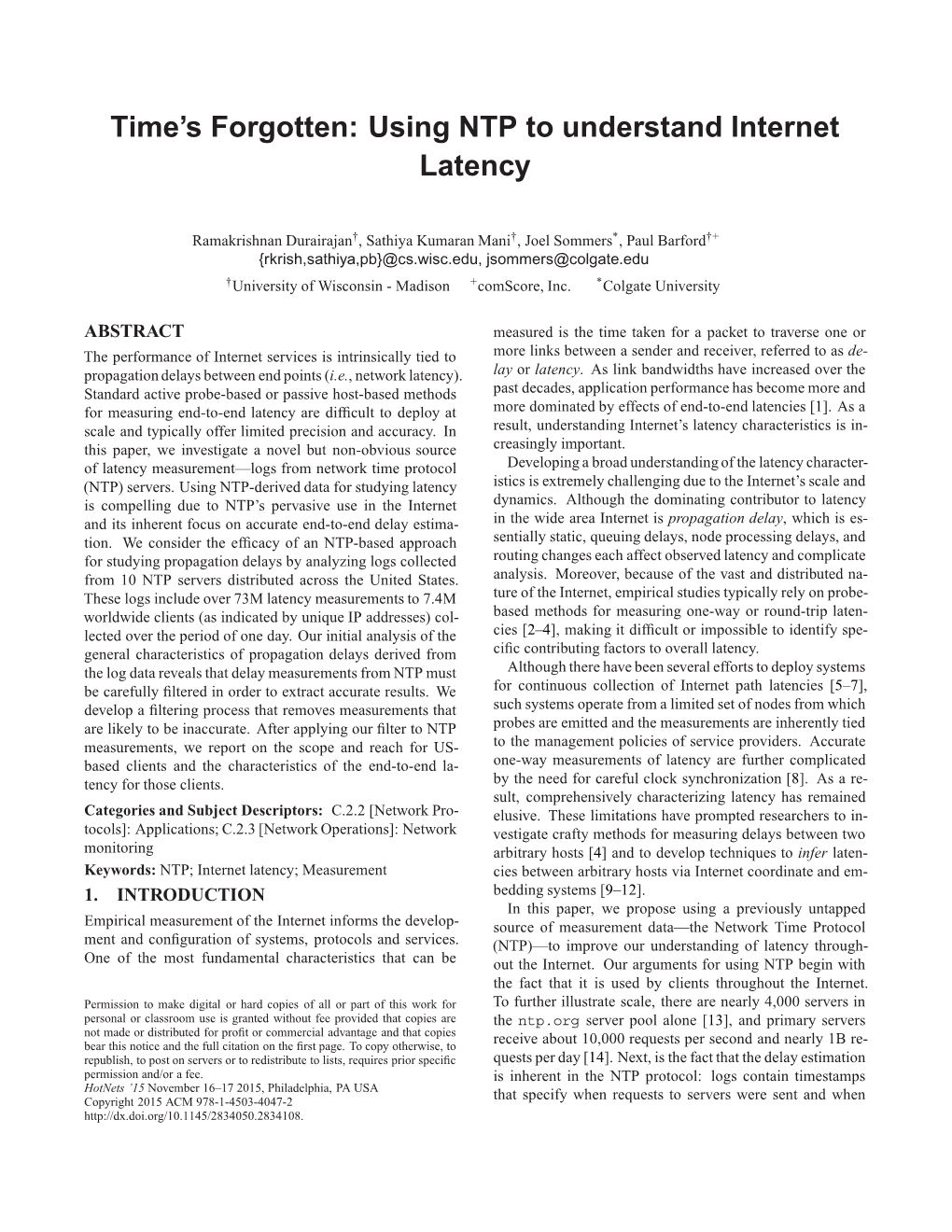 Time's Forgotten: Using NTP to Understand Internet Latency