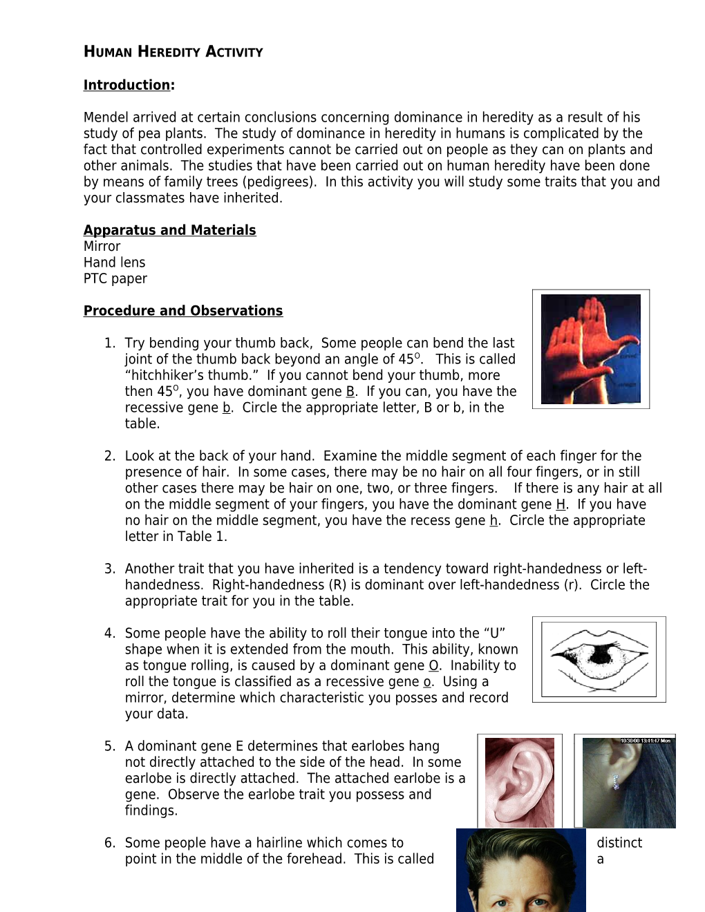 Human Heredity Activity