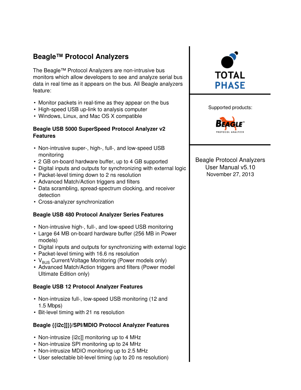 Beagle Protocol Analyzer User Manual V5.10