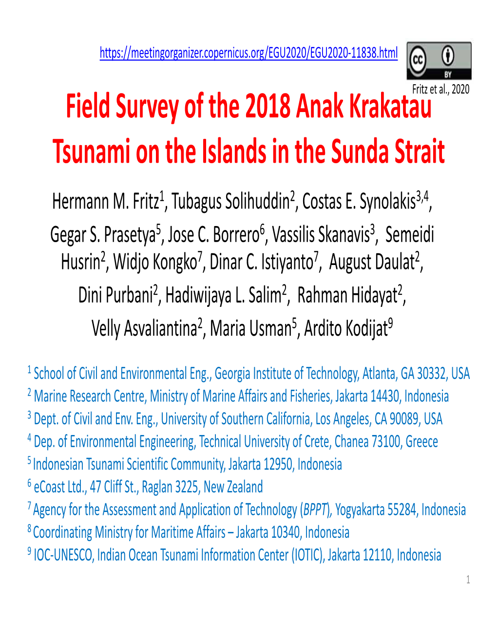 Field Survey of the 2018 Anak Krakatau Tsunami on the Islands in the Sunda Strait