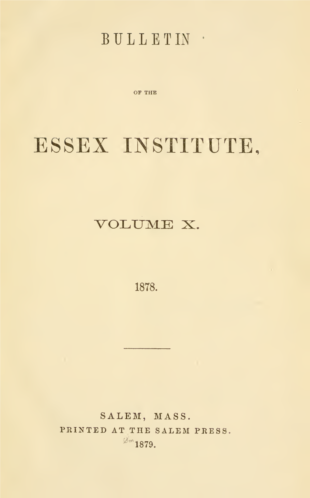 Bulletin of the Essex Institute