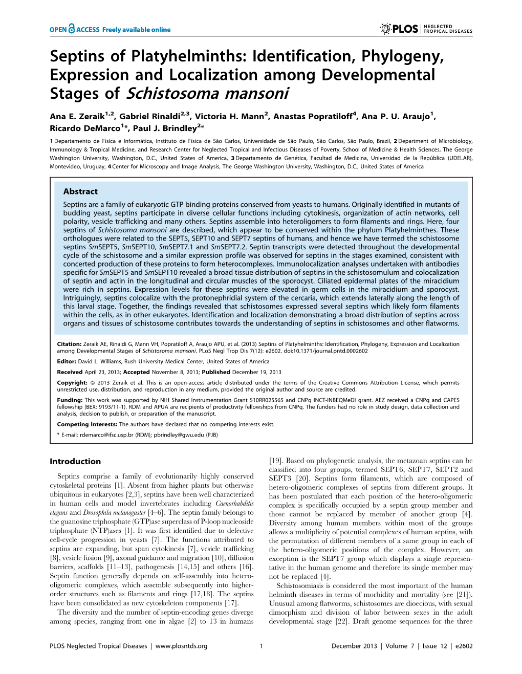 Stages of Schistosoma Mansoni