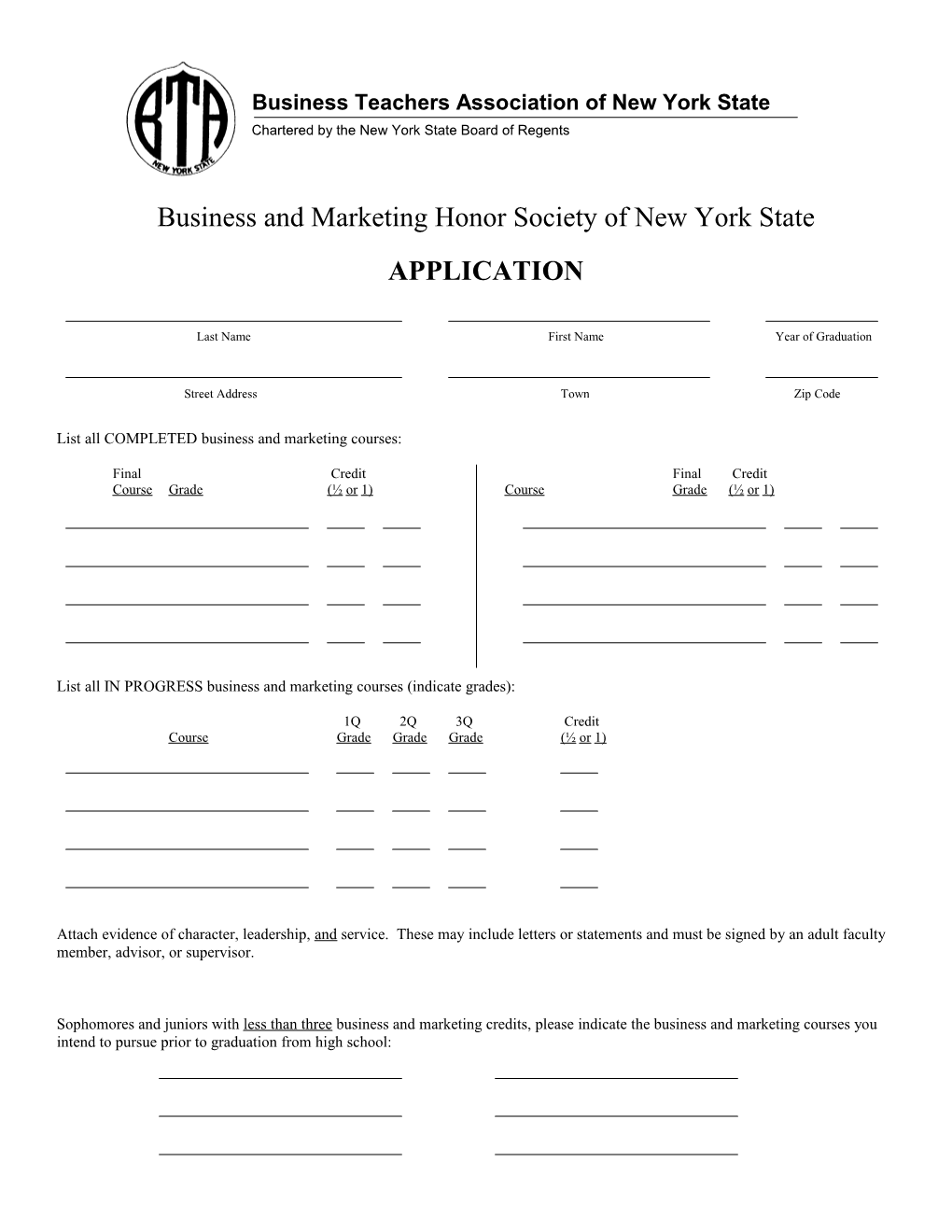 Business and Marketing Honor Society of New York State