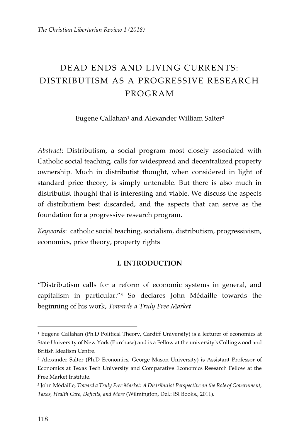 Distributism As a Progressive Research Program