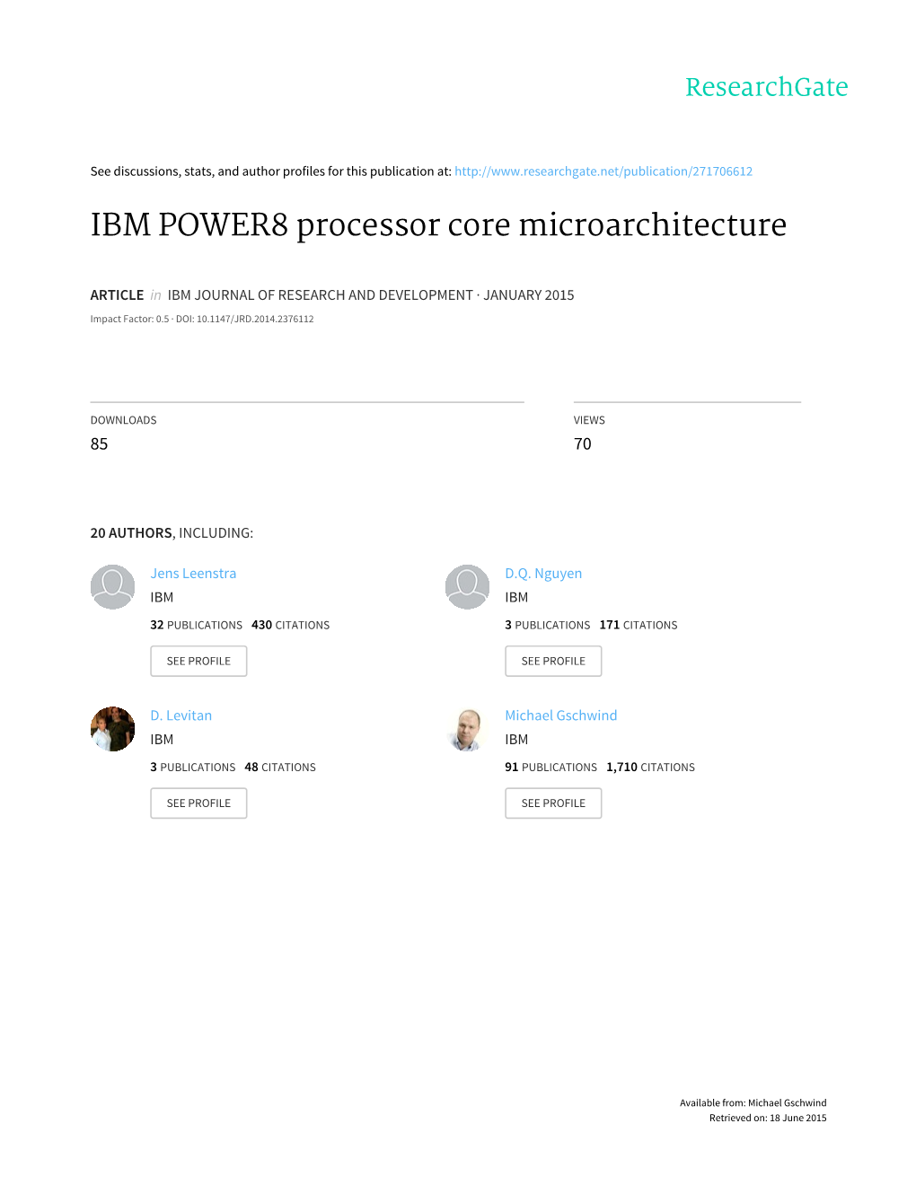 IBM POWER8 Processor Core Microarchitecture
