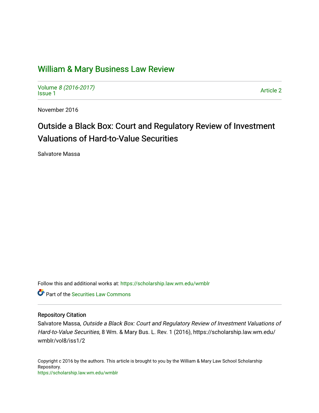 Court and Regulatory Review of Investment Valuations of Hard-To-Value Securities