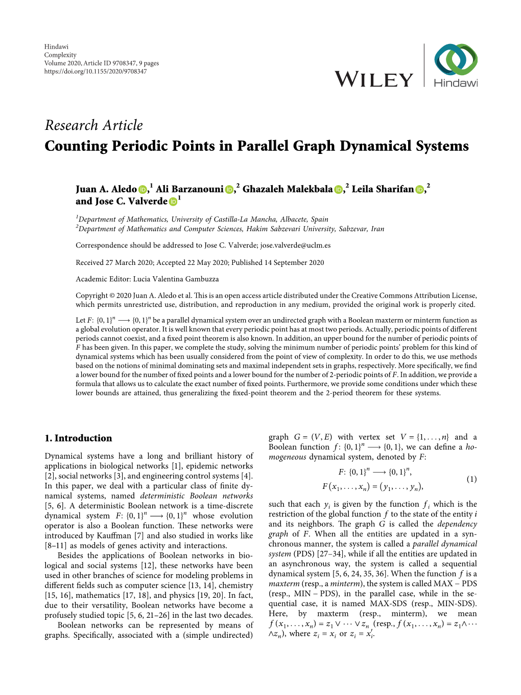 Research Article Counting Periodic Points in Parallel Graph Dynamical Systems