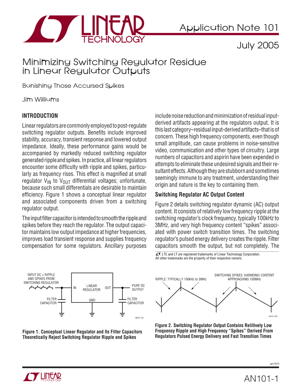 Minimizing Switching Regulator Residue in Linear Regulator Outputs