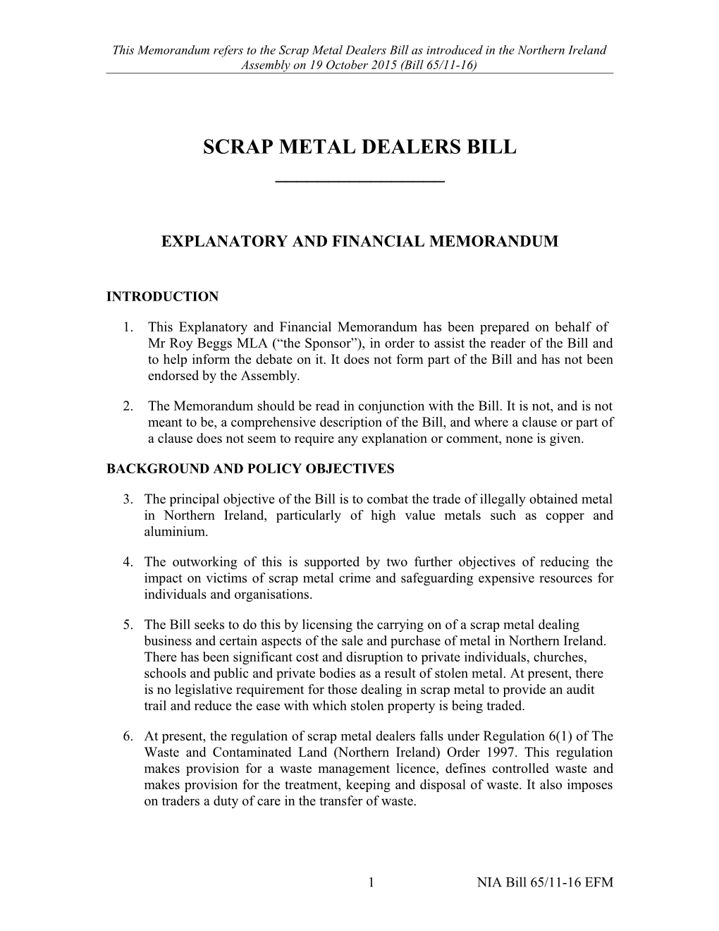 Scrap Metal Dealers Bill