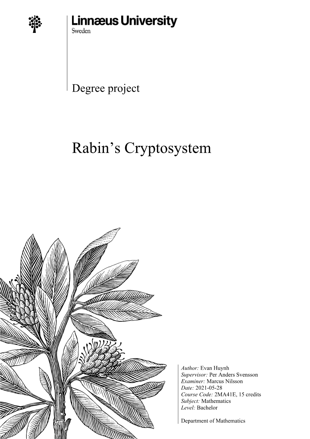 Rabin's Cryptosystem