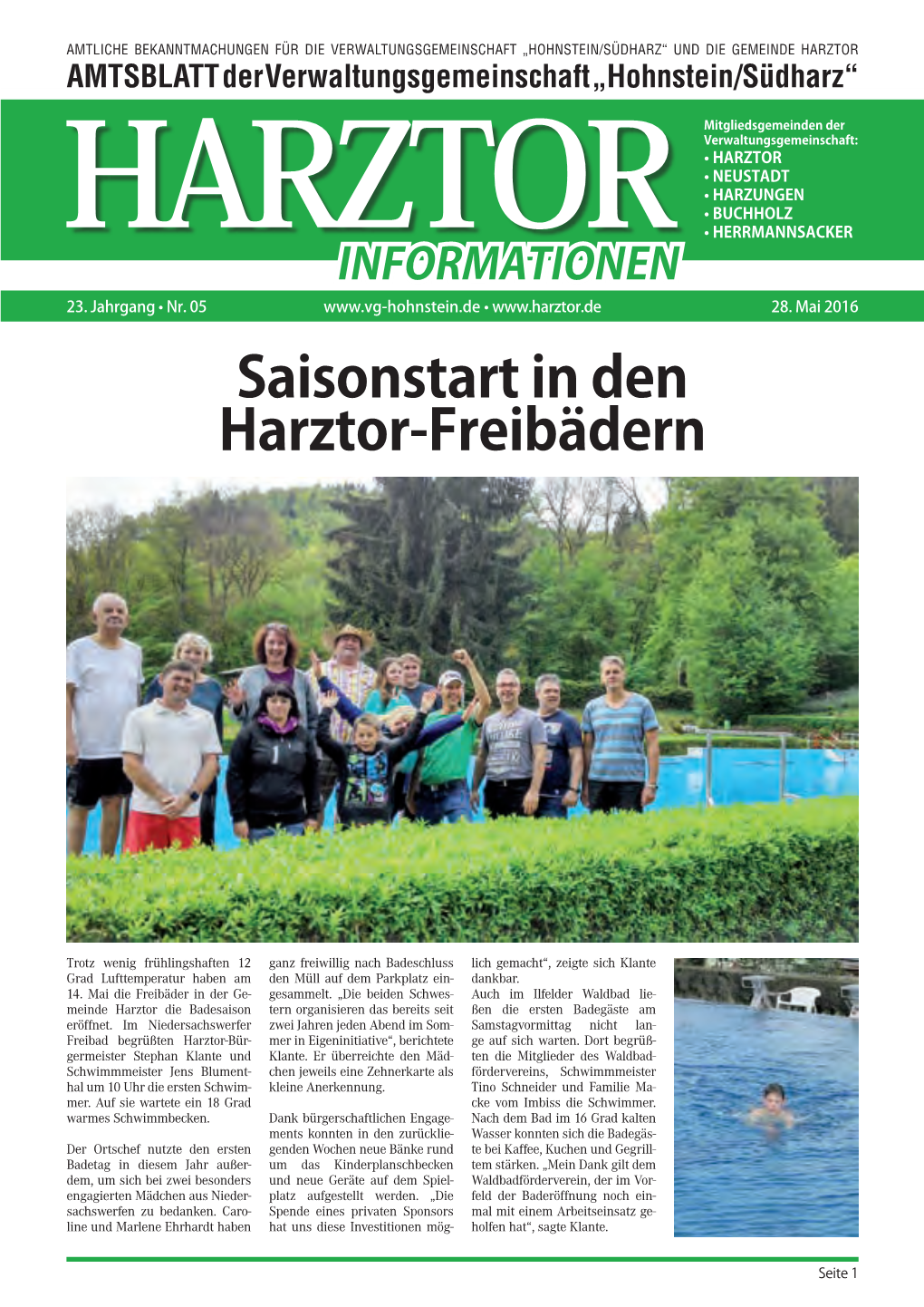 Saisonstart in Den Harztor-Freibädern