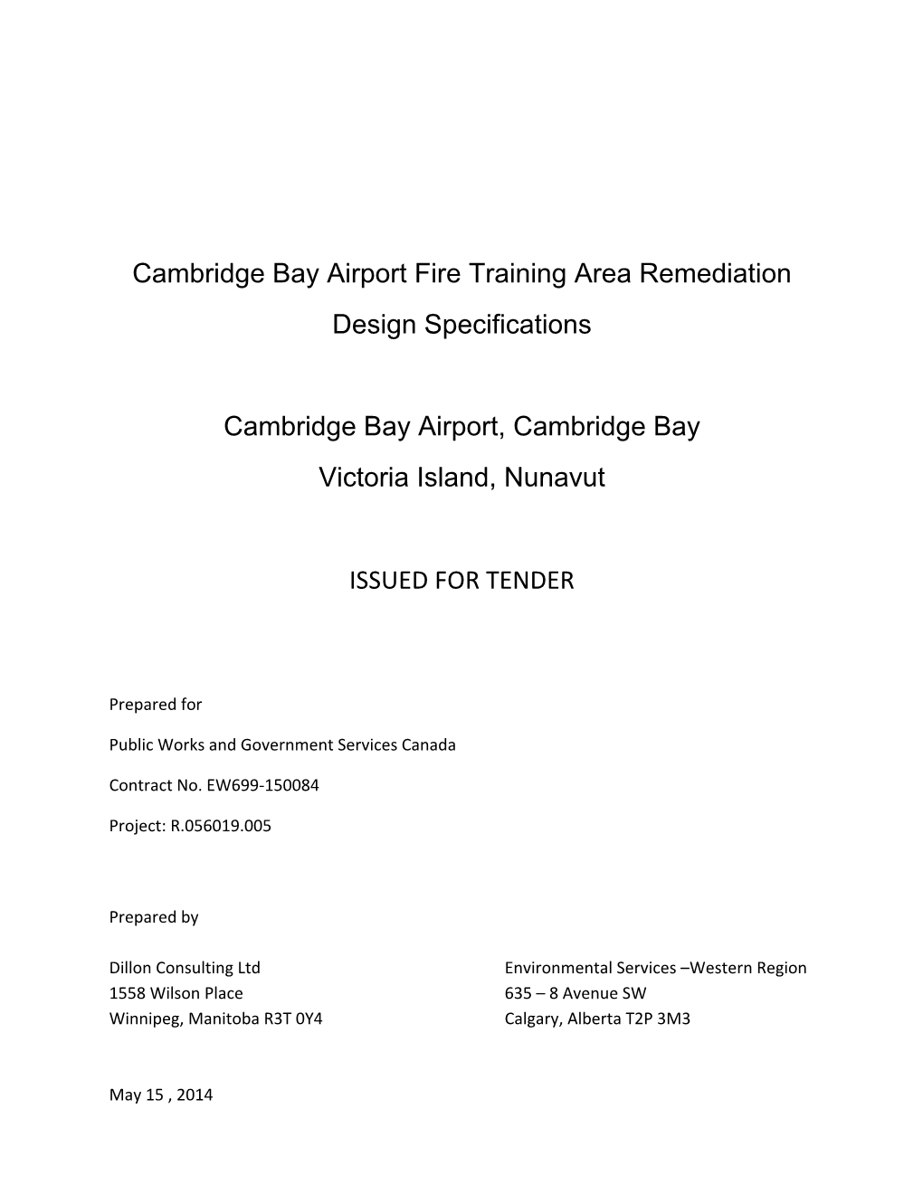 TABLE of CONTENTS CAMBRIDGE BAY AIRPORT, NUNAVUT Page 1 of 2