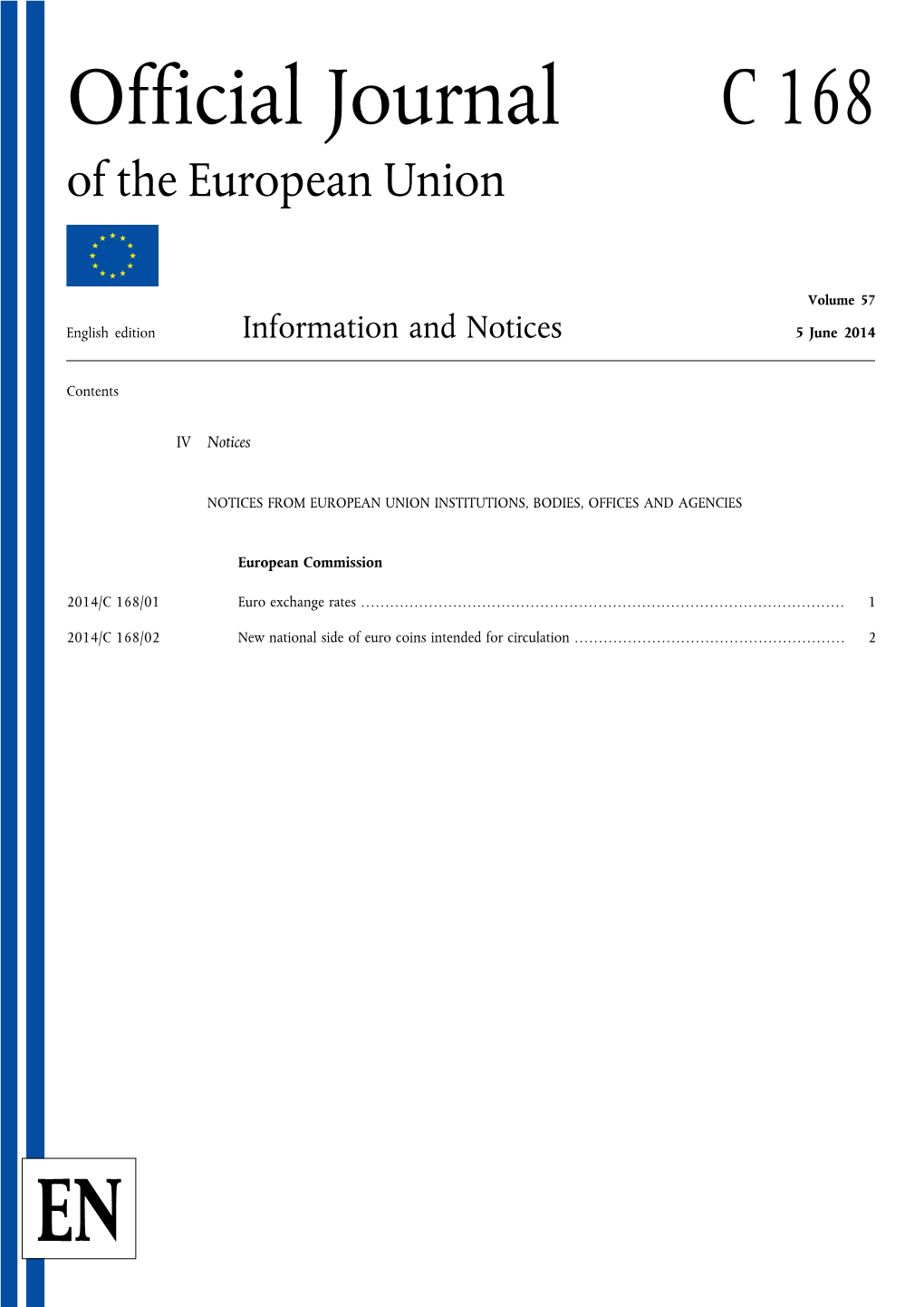 Official Journal C 168 of the European Union