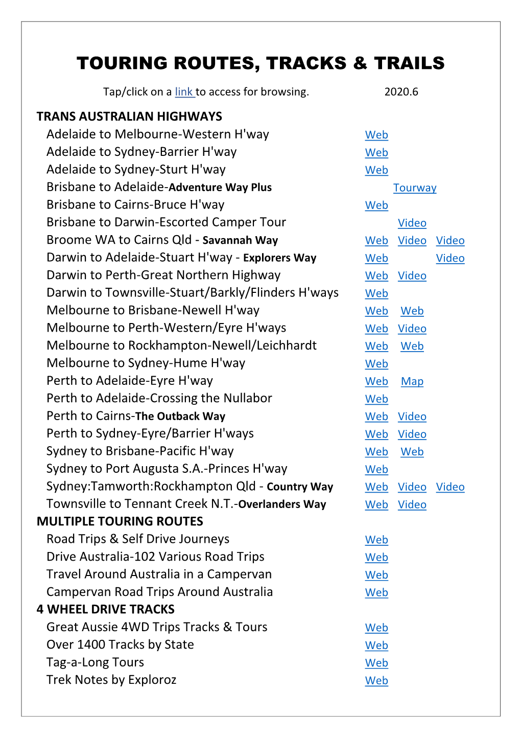 Touring Routes, Tracks & Trails