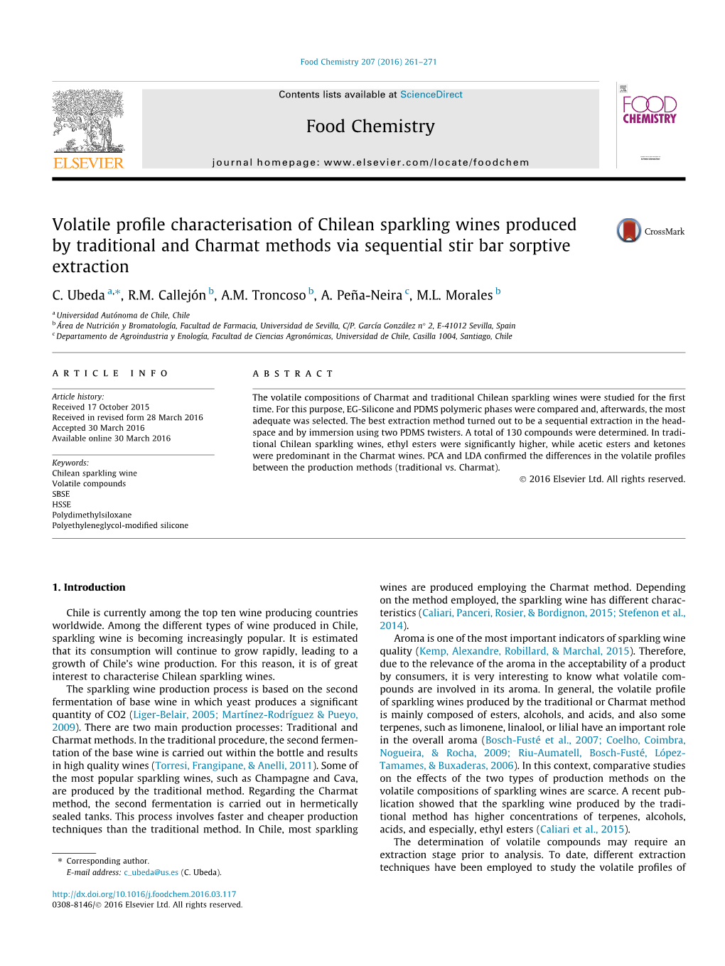 Volatile Profile Characterisation of Chilean Sparkling Wines Produced by Traditional and Charmat Methods Via Sequential Stir