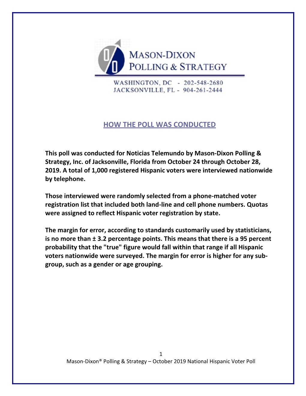 Telemundo Poll Conducted by Mason-Dixon Polling