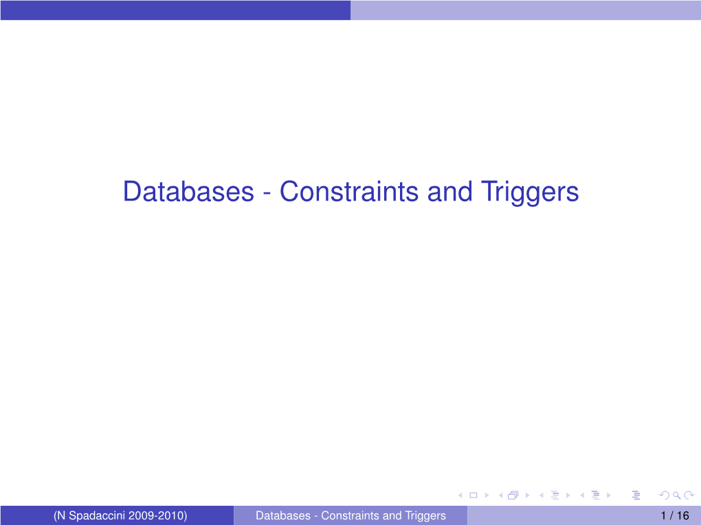 Databases - Constraints and Triggers