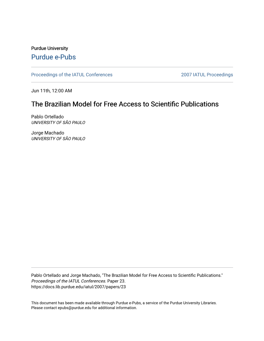 The Brazilian Model for Free Access to Scientific Publications