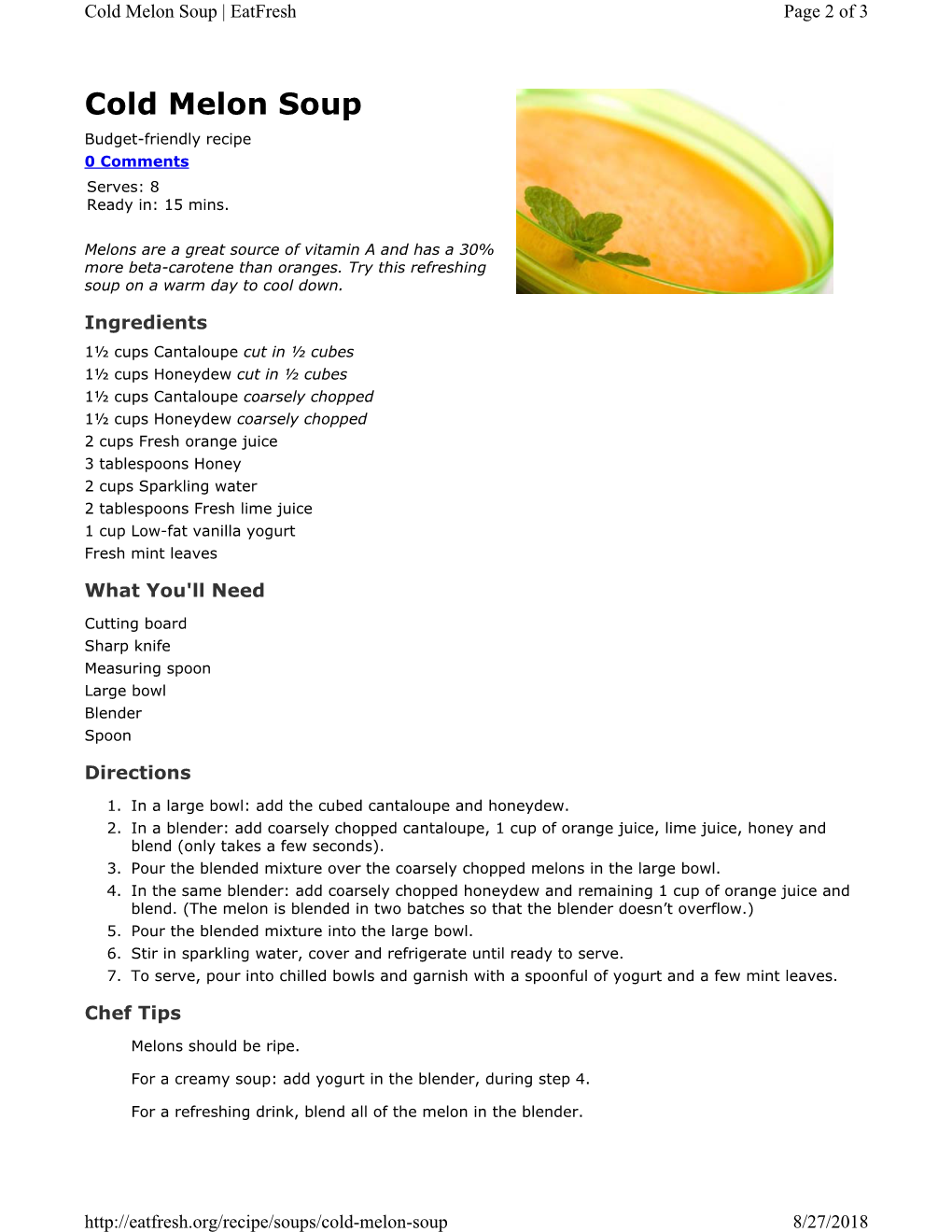 Cold Melon Soup | Eatfresh Page 2 of 3