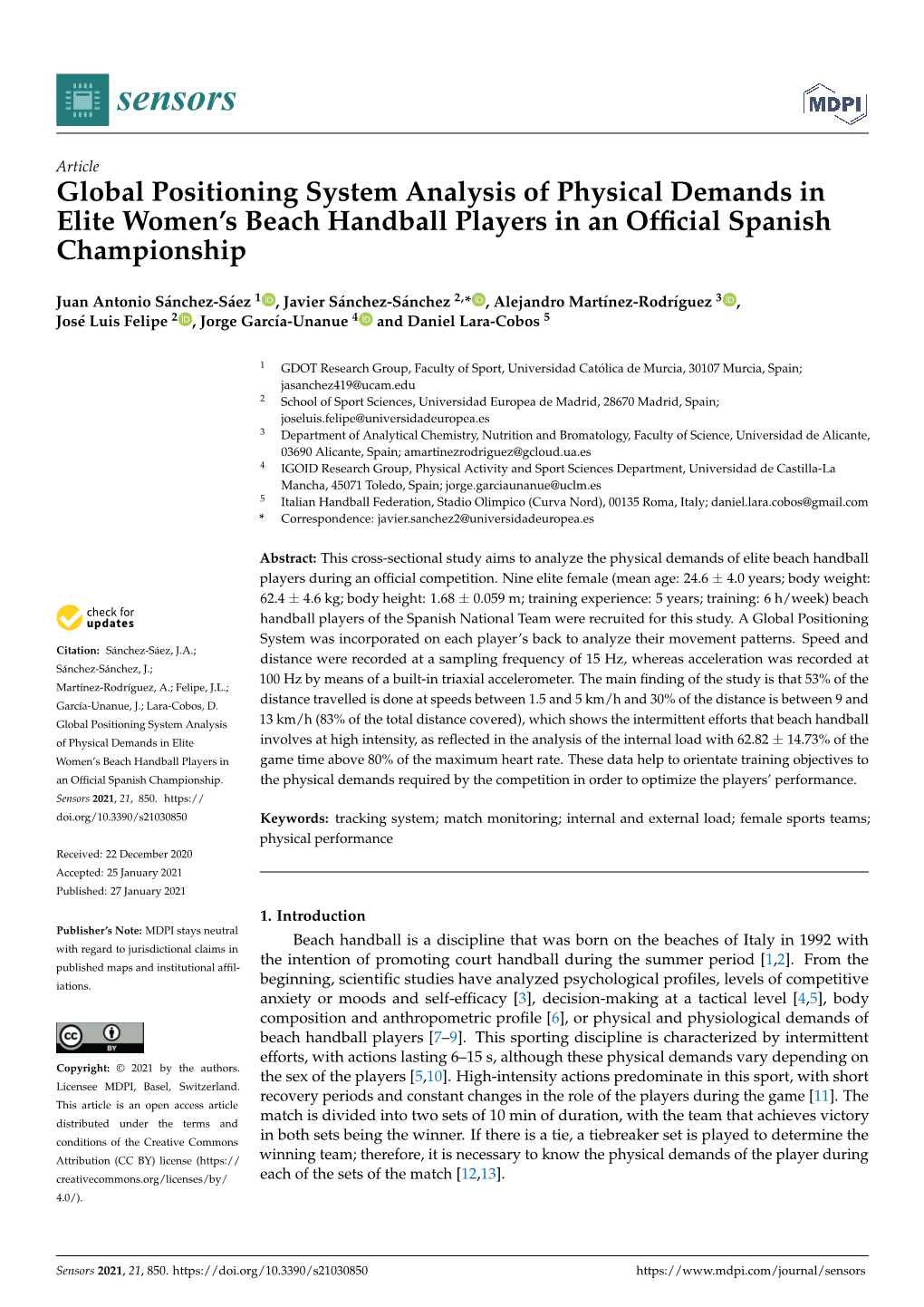 Global Positioning System Analysis of Physical Demands in Elite Women's