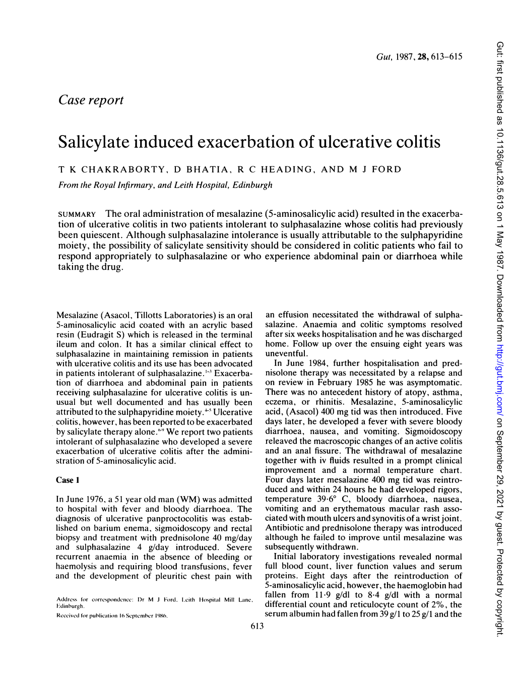 Salicylate Induced Exacerbation of Ulcerative Colitis