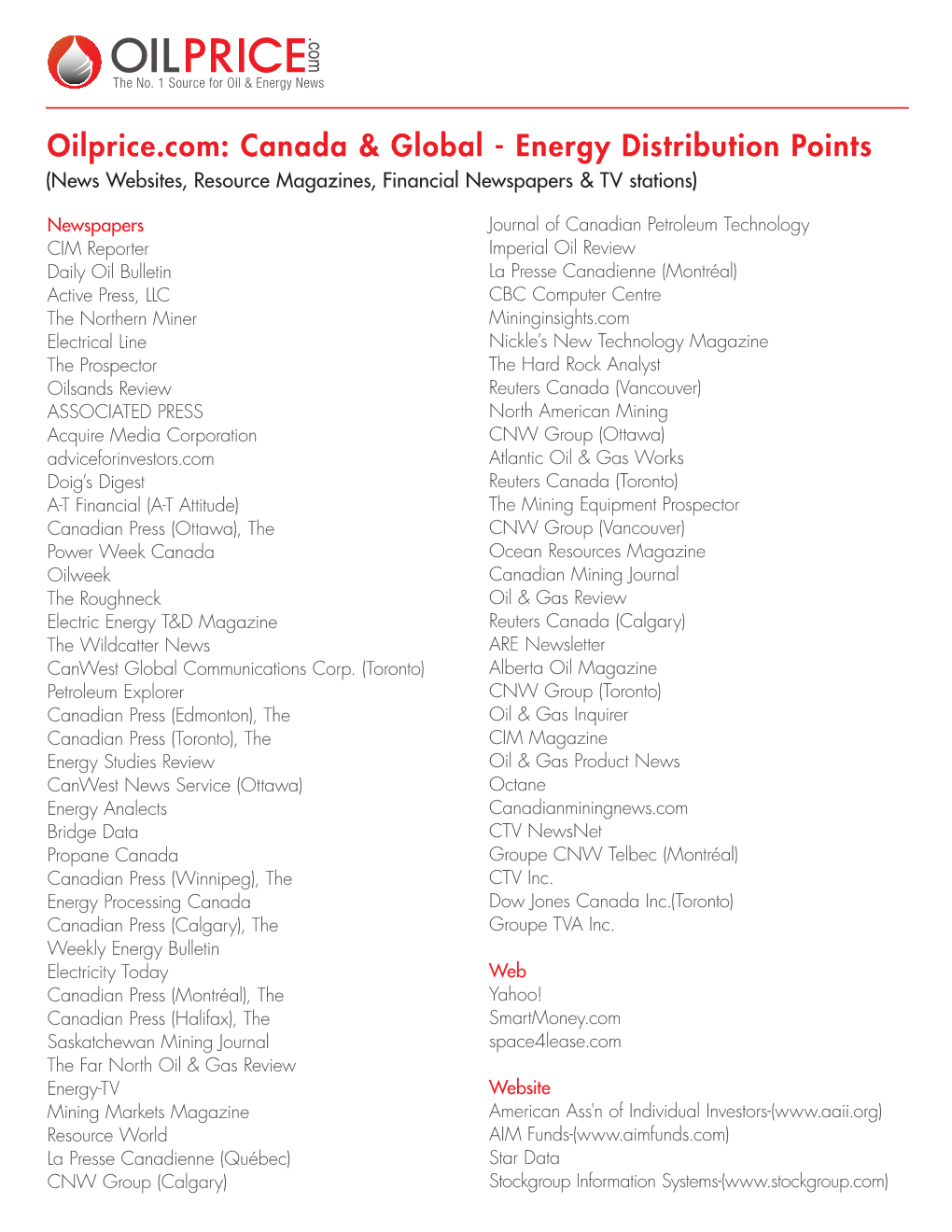 Oilprice.Com: Canada & Global