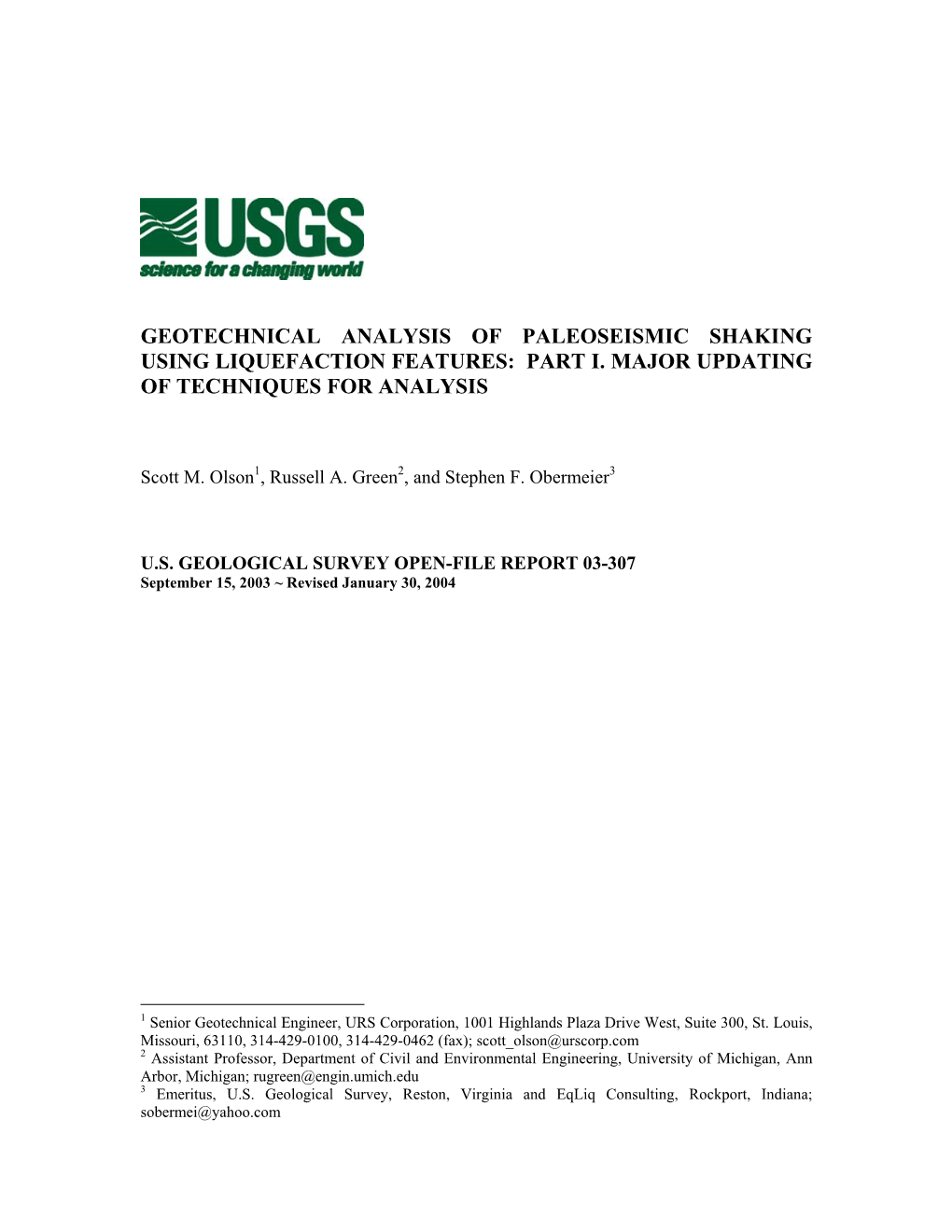 Geotechnical Analysis of Paleoseismic Shaking Using Liquefaction Features: Part I