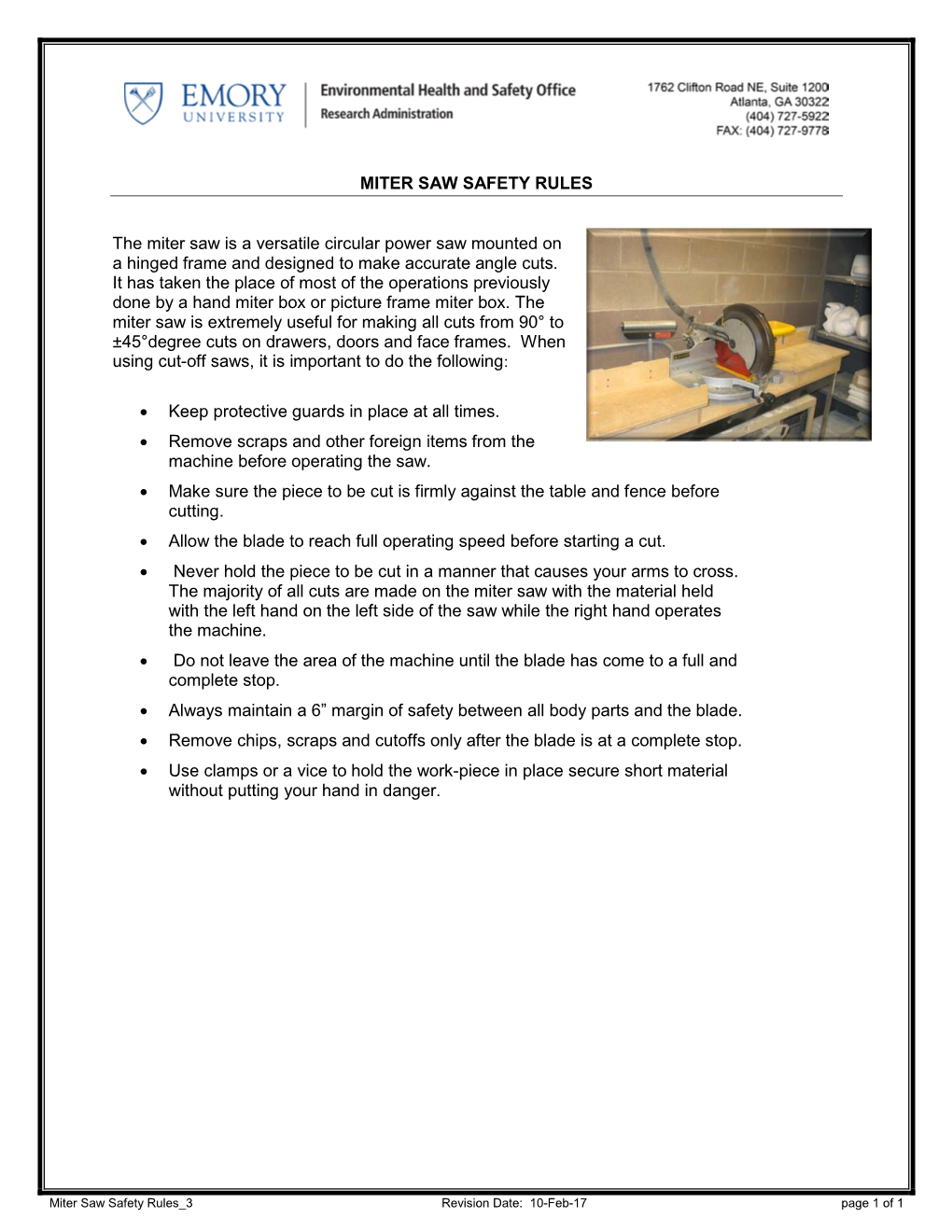 Miter Saw Safety Rules