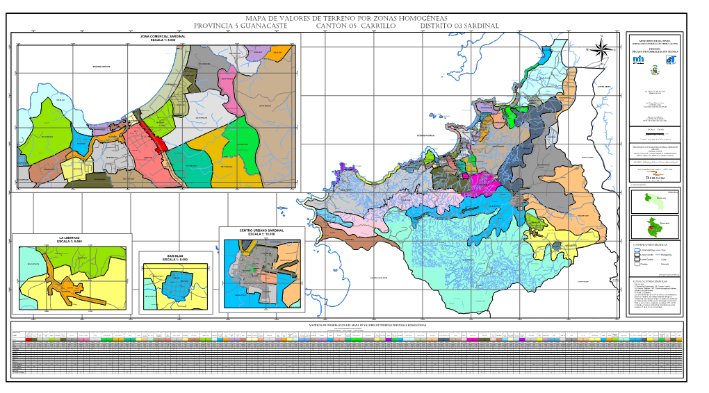 Mapa De Valores De Terreno Por Zonas Homogéneas Provincia 5 Guanacaste Cantón 05 Carrillo Distrito 03 Sardinal