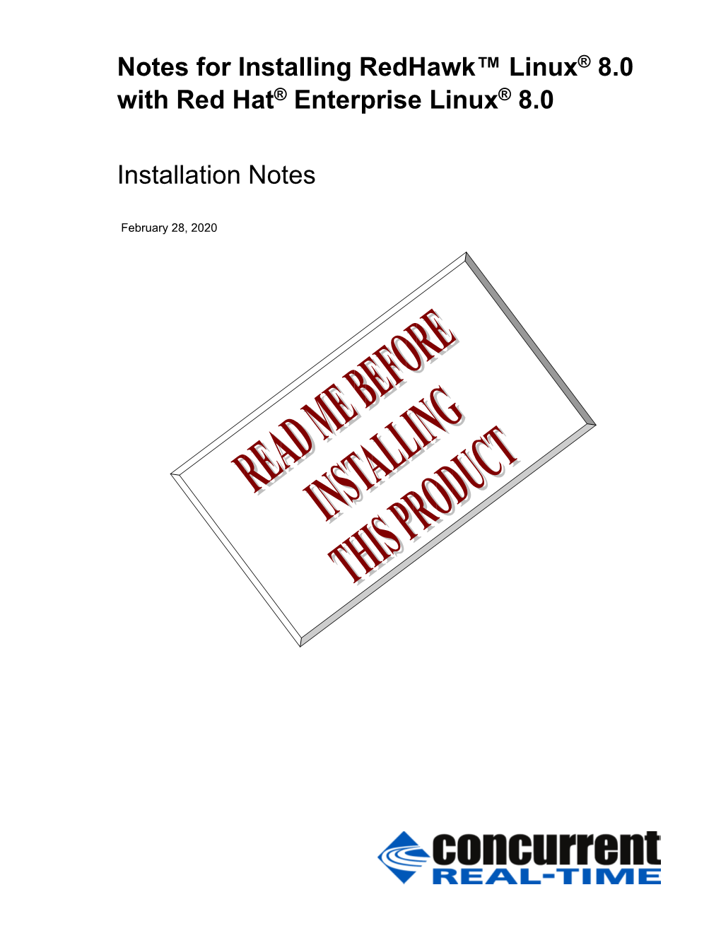 Notes for Installing Redhawk™ Linux® 8.0 with Red Hat® Enterprise