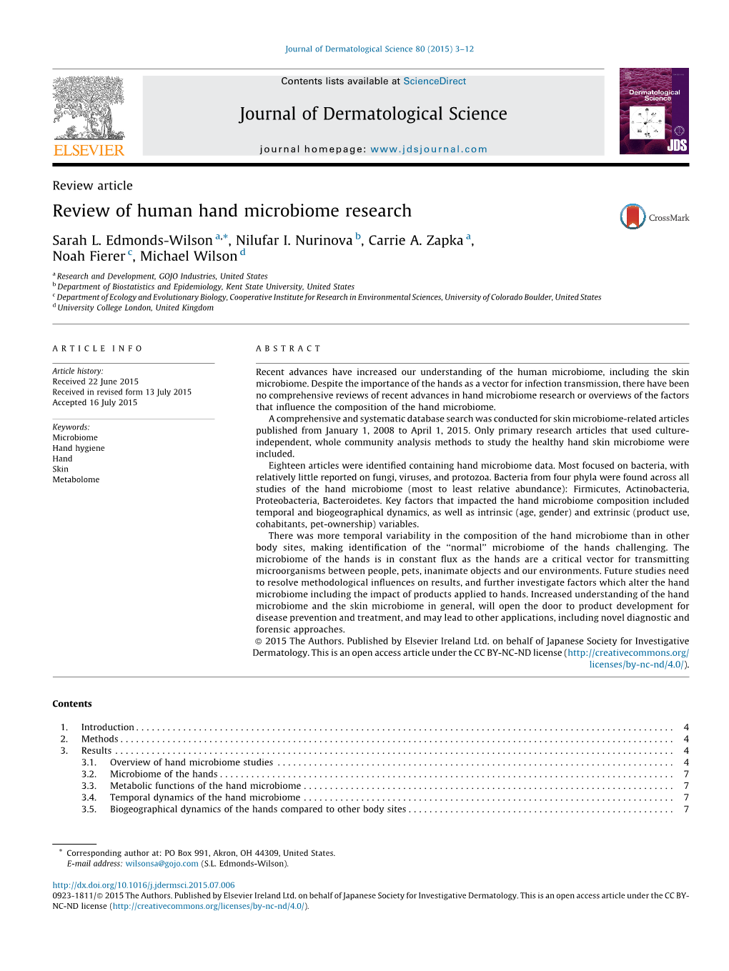 Review of Human Hand Microbiome Research