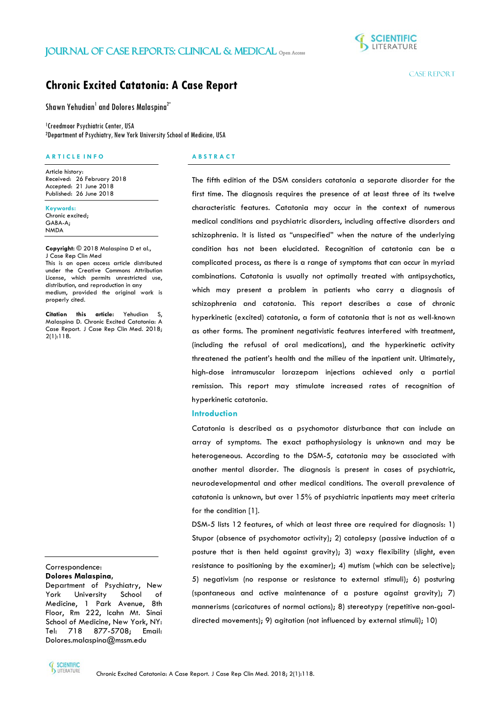 Chronic Excited Catatonia: a Case Report