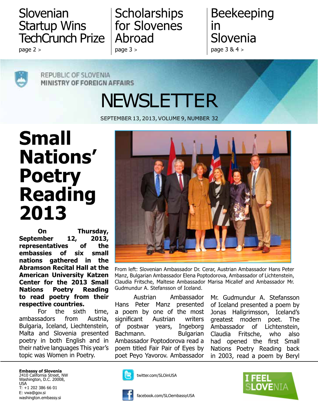 NEWSLETTER Small Nations' Poetry Reading 2013