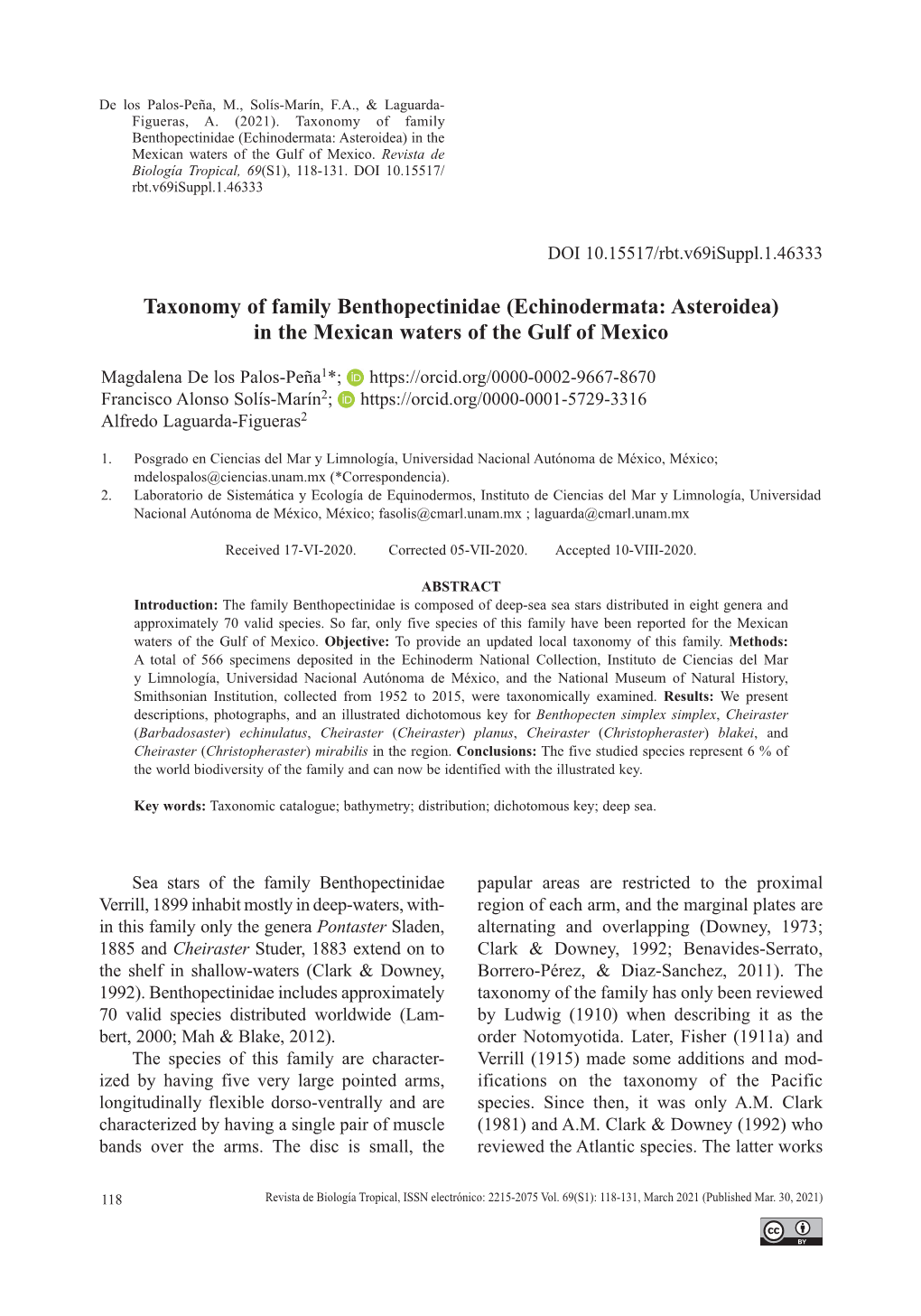 Echinodermata: Asteroidea) in the Mexican Waters of the Gulf of Mexico