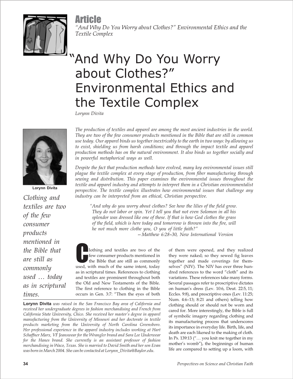 Environmental Ethics and the Textile Complex
