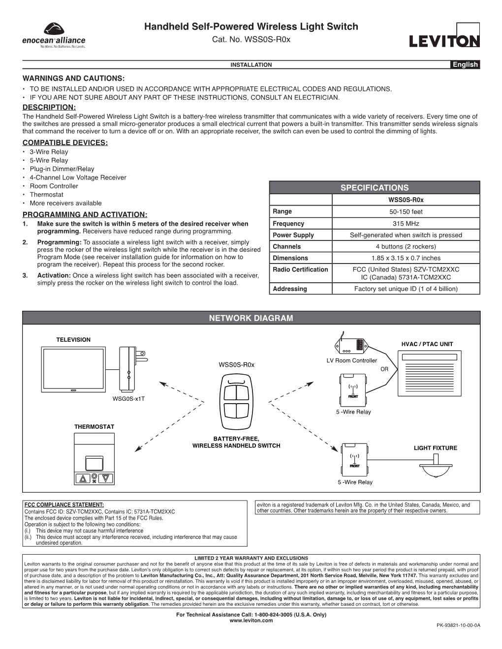 Handheld Self-Powered Wireless Light Switch Cat