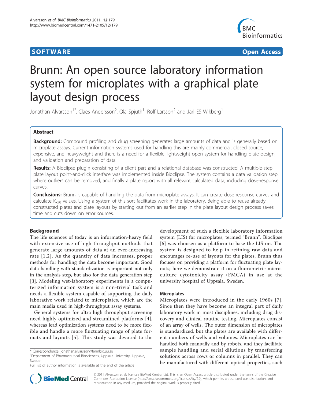 Brunn: an Open Source Laboratory Information System for Microplates