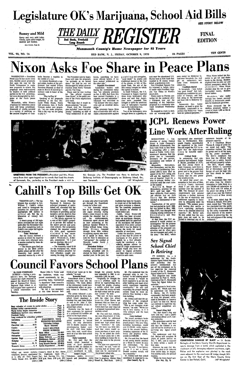 \Ixon Asks Foe Share in Peace Plans When Nixon Halted His Urn- WASHINGTON - President Tack Near the Abandoned U.S