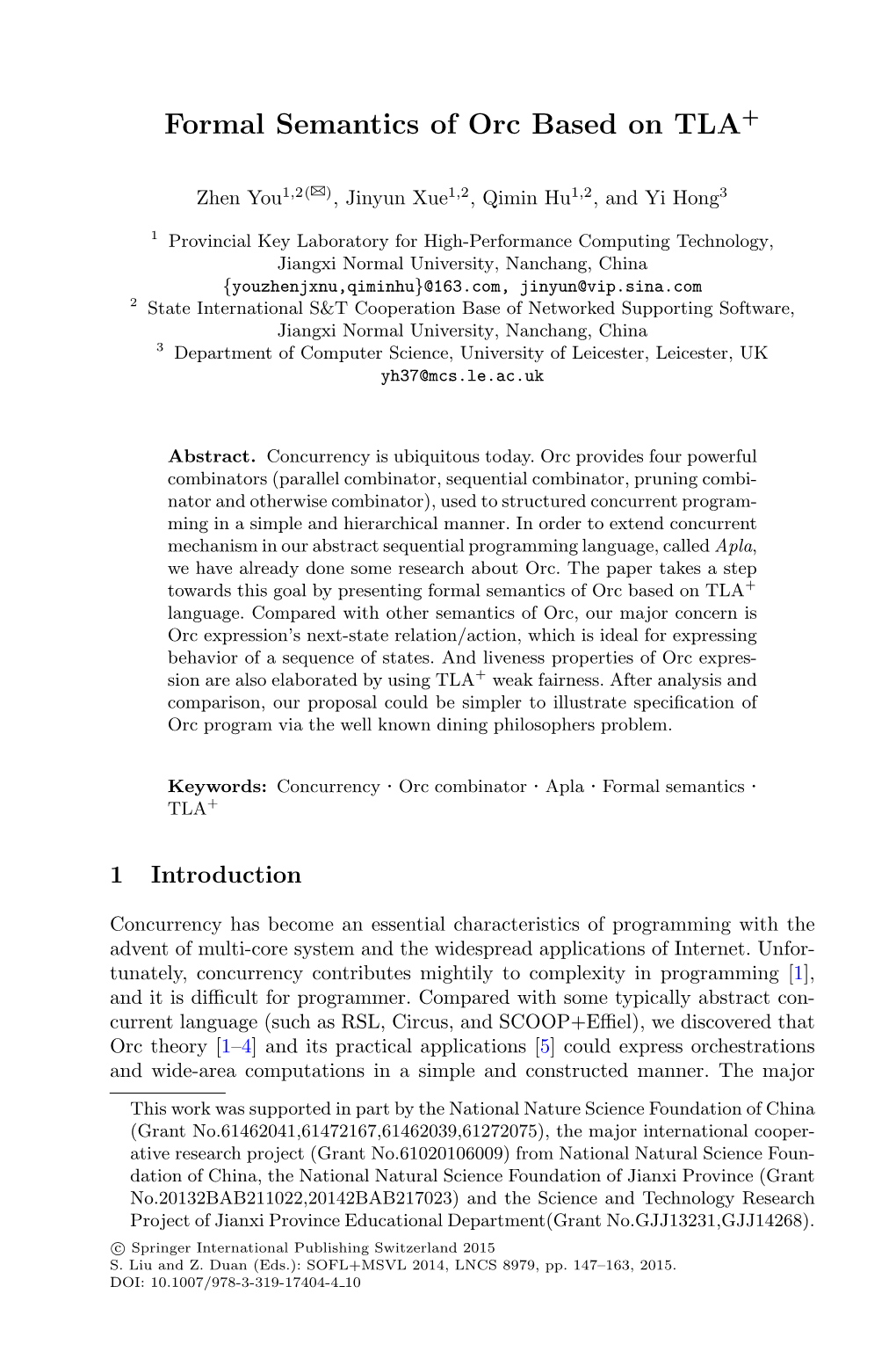 Formal Semantics of Orc Based on TLA+