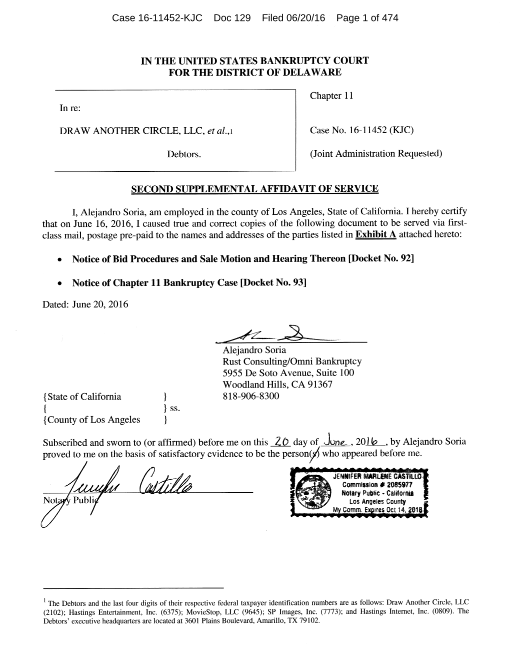 Case 16-11452-KJC Doc 129 Filed 06/20/16 Page 1 Of