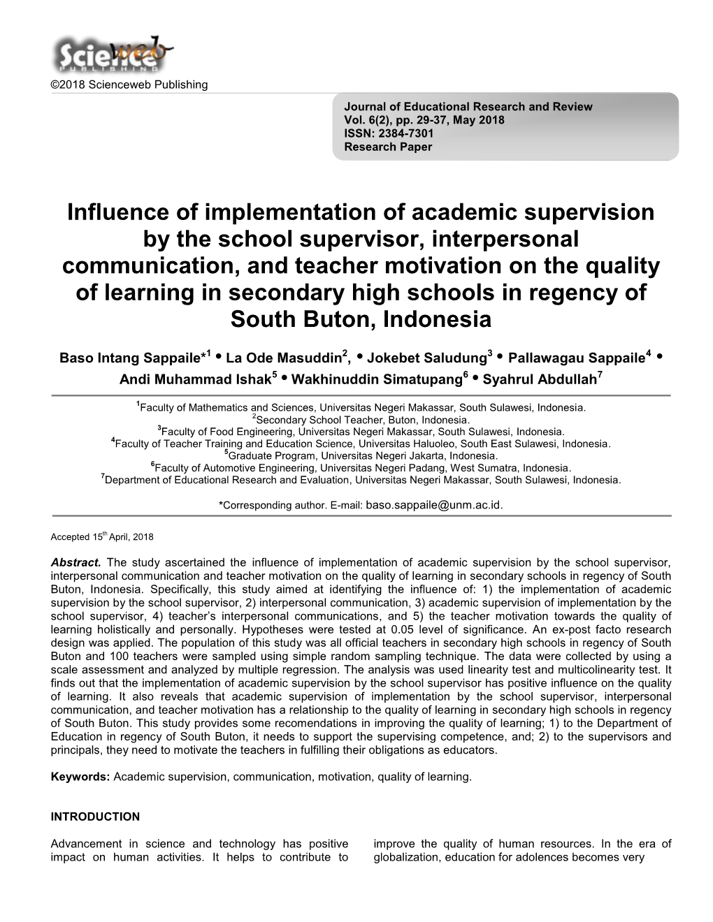 Influence of Implementation of Academic Supervision