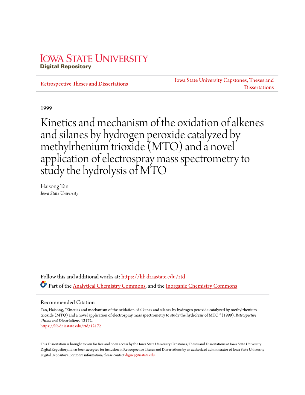 Kinetics and Mechanism of the Oxidation of Alkenes and Silanes By