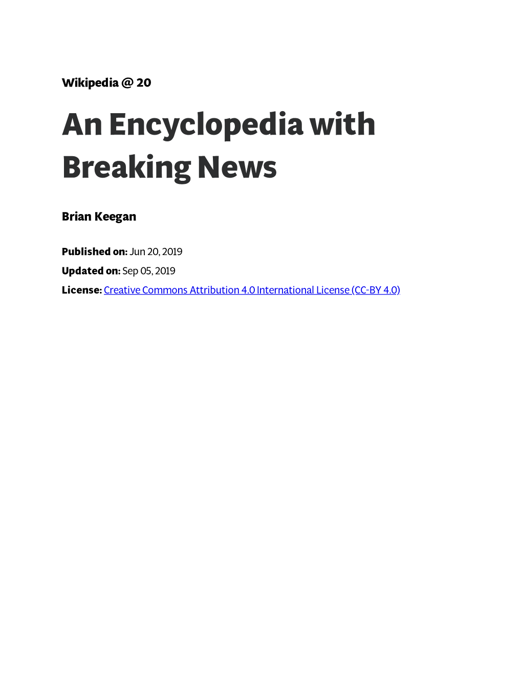 An Encyclopedia with Breaking News