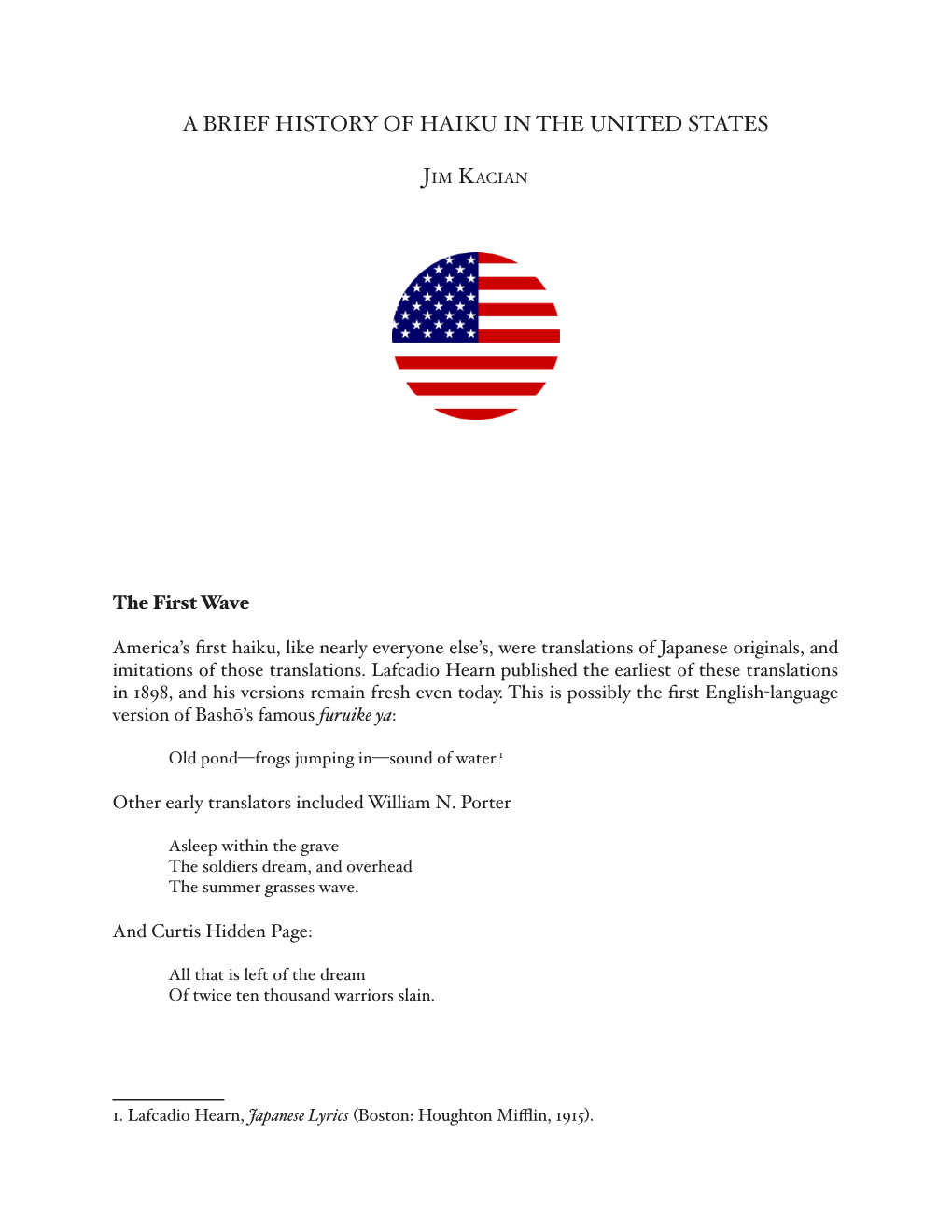 A Brief History of Haiku in the United States.Pdf