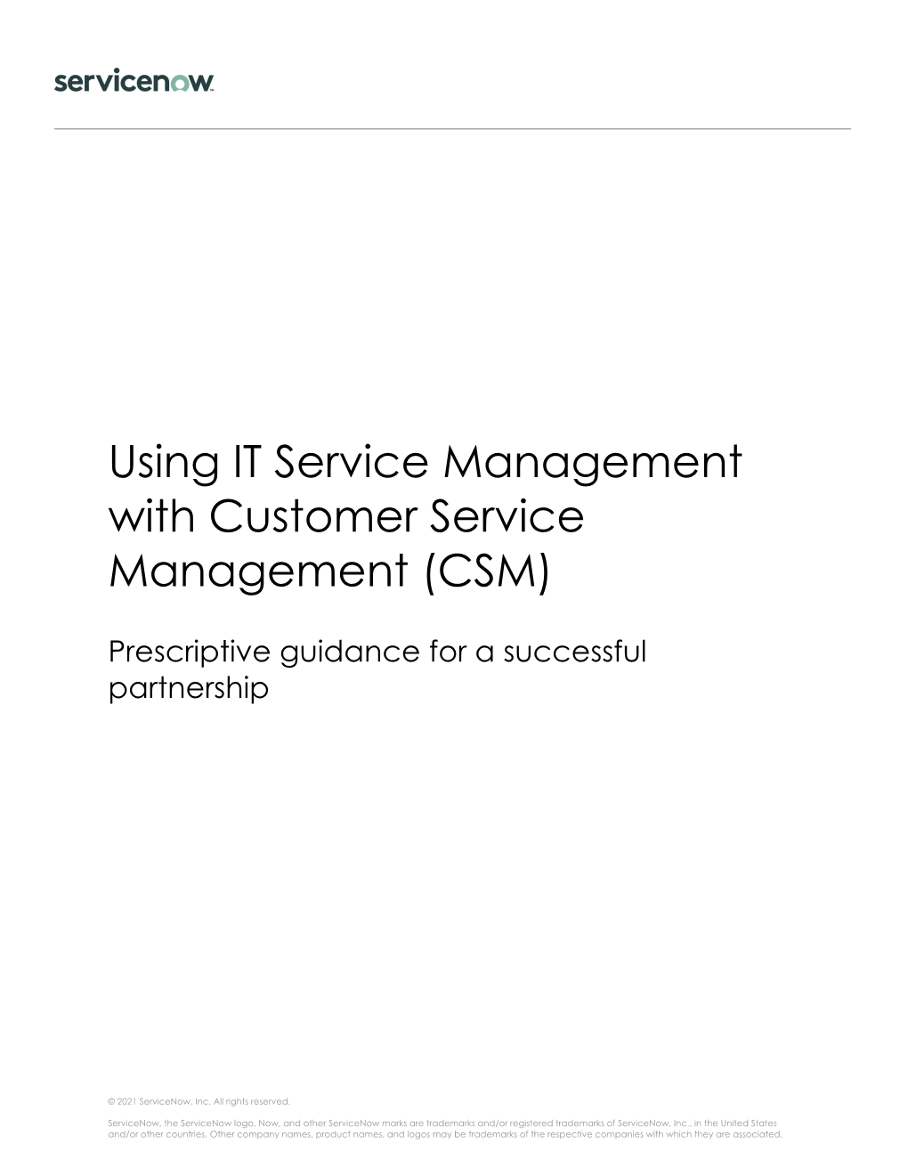 ITSM and Customer Service Management White Paper