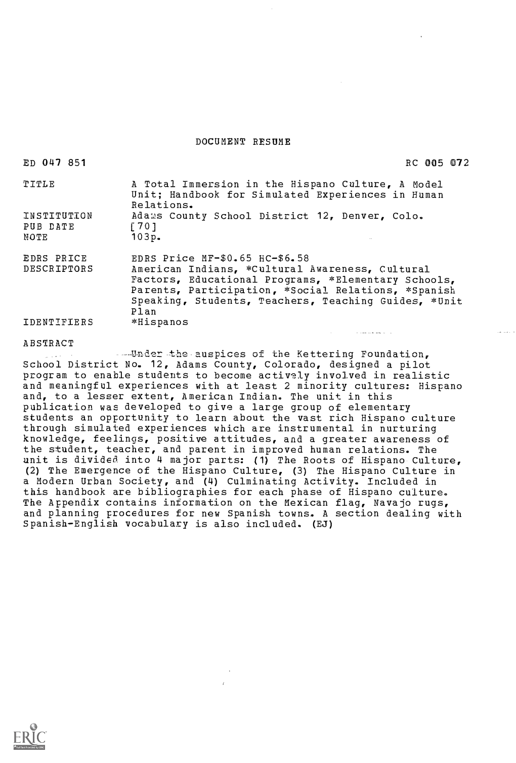 Document Resume Ed 047 851 Rc 005 072 Title A