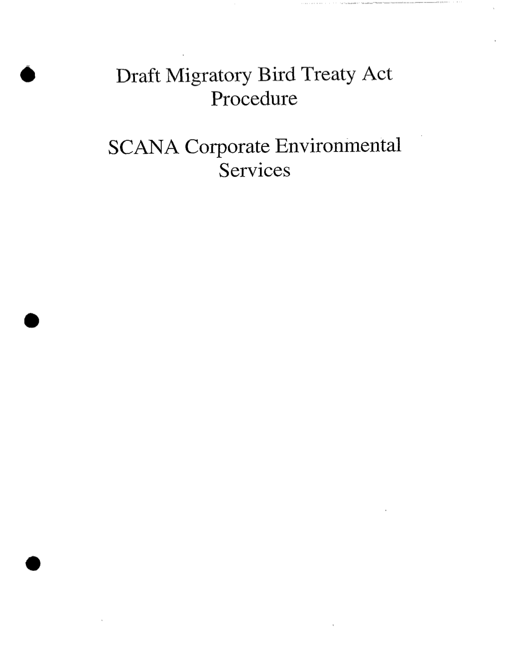 SCANA Draft Migratory Bird Treaty Act Procedure