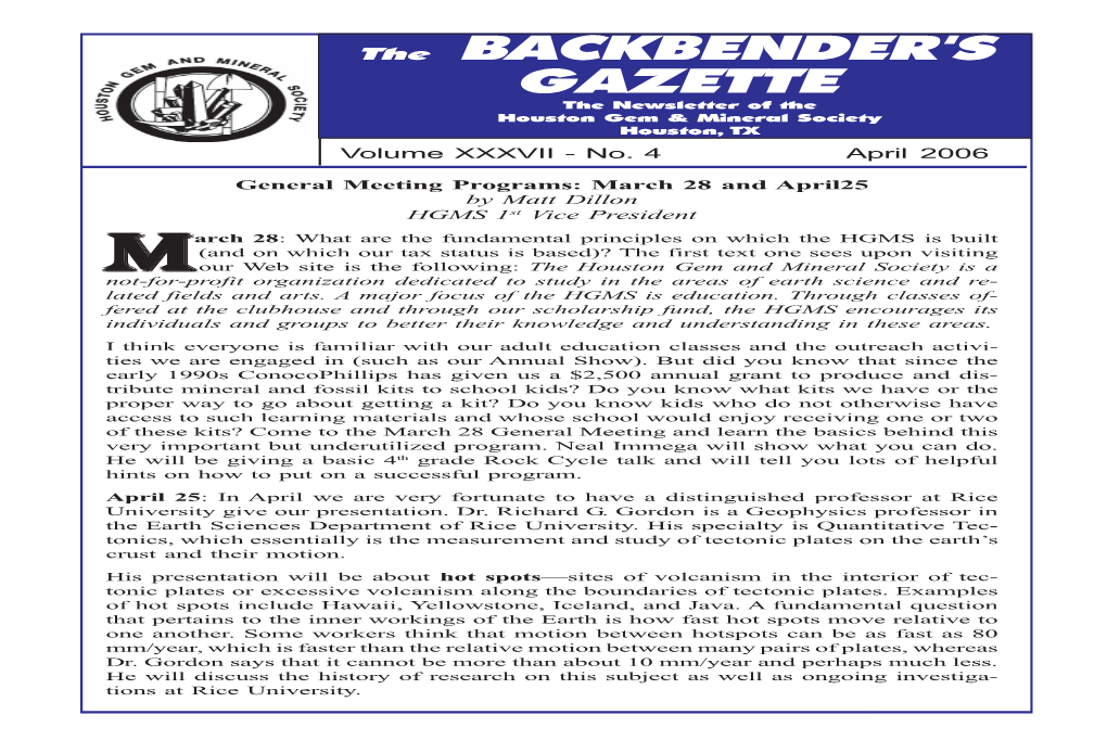 The Backbender's Gazette April 2006